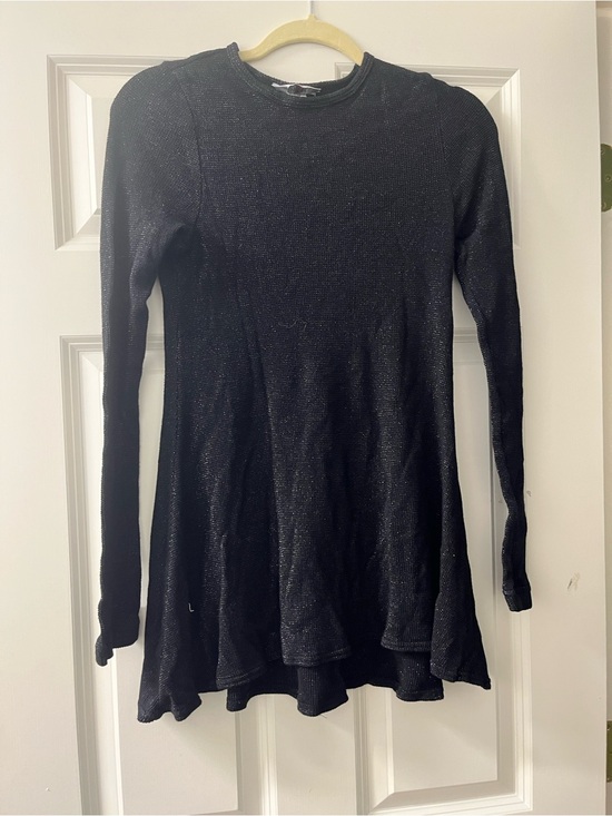 Hard Tail Dresses & Skirts - Hard Tail Forever Black Sparkle Long Sleeve Swing Dress